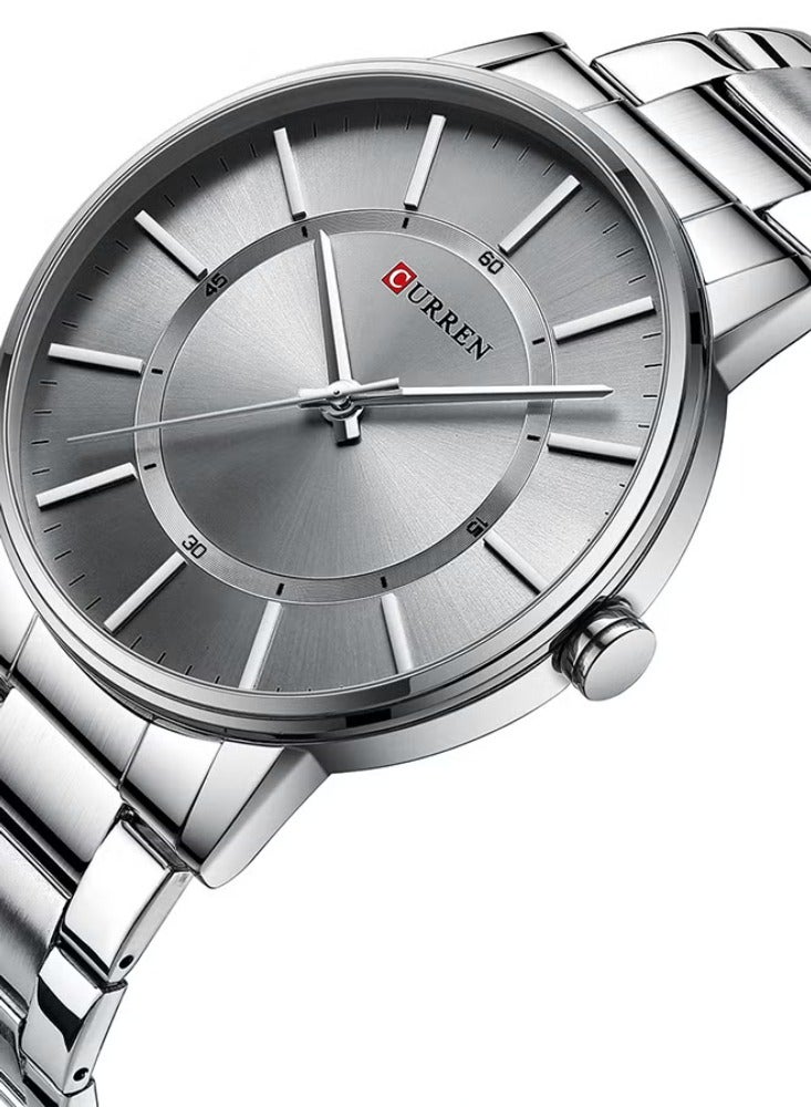 CURREN ساعة كاجوال للرجال مقاومة للماء من الفولاذ المقاوم للصدأ 8385 - 45 مم - فضي - Image 2