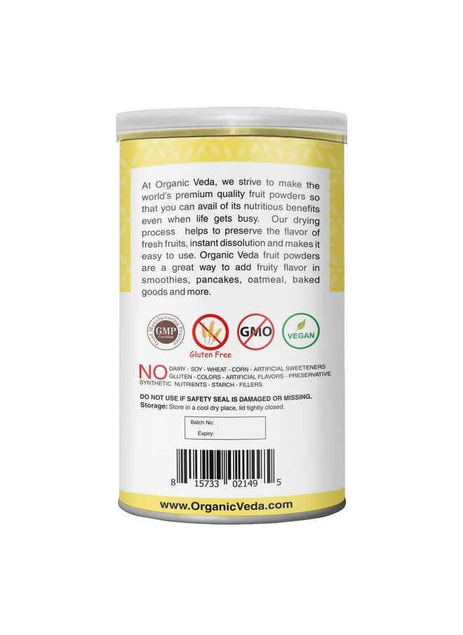 Organic Veda Organic Veda Pineapple Powder - Organic Pineapple Fruit Juice Powder Concentrate for Drink Mix, Smoothies, Baking - Vegan Bromelain, No Preservatives, Artificial Flavors, Sugar free, Non-GMO - 8 oz  - Image 3