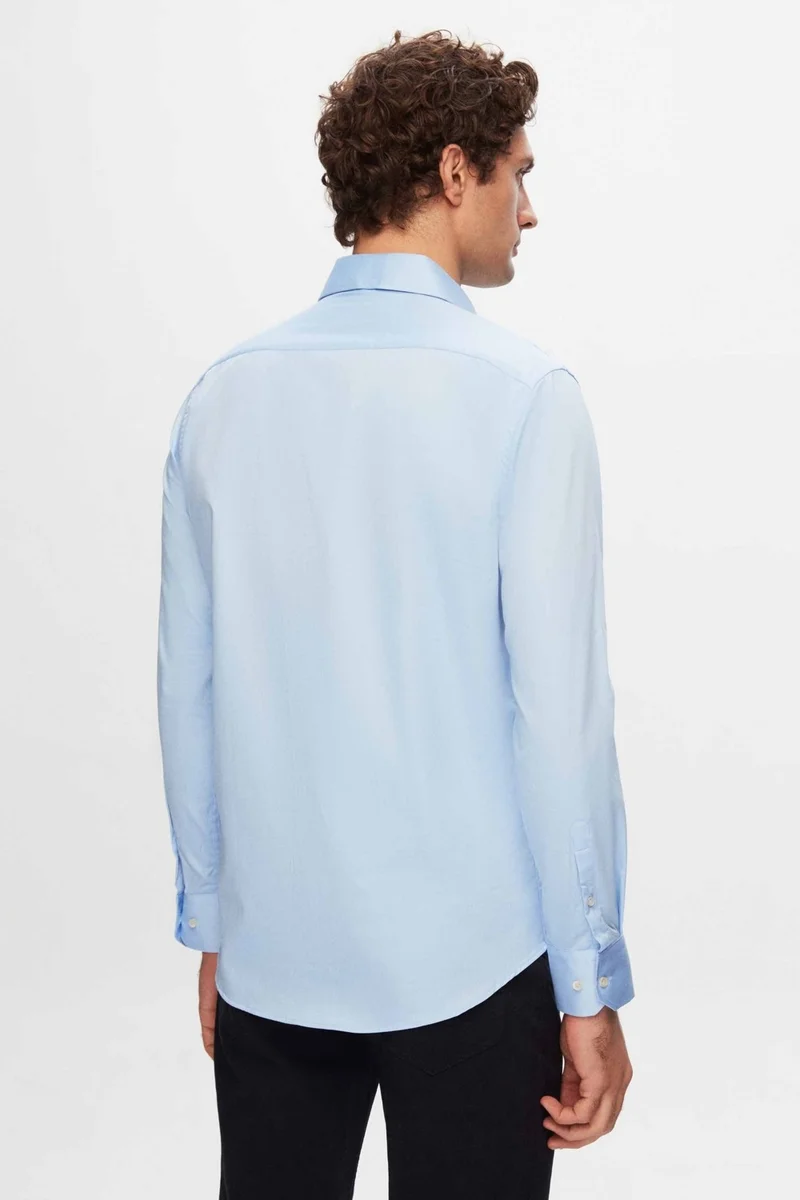 دي أس دامات D'S Groom Slim Fit Blue Plain Cotton Non-Iron Shirt 2HE02SG00139M