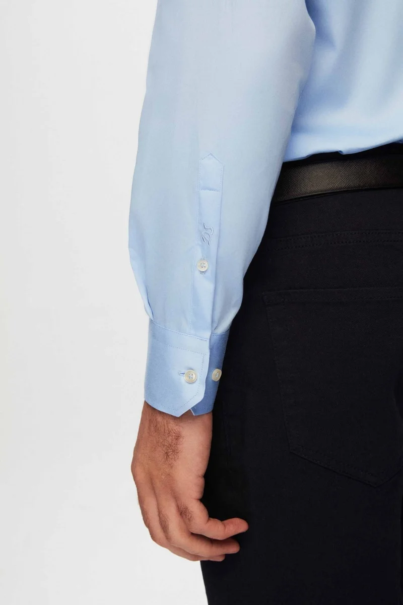 دي أس دامات D'S Groom Slim Fit Blue Plain Cotton Non-Iron Shirt 2HE02SG00139M