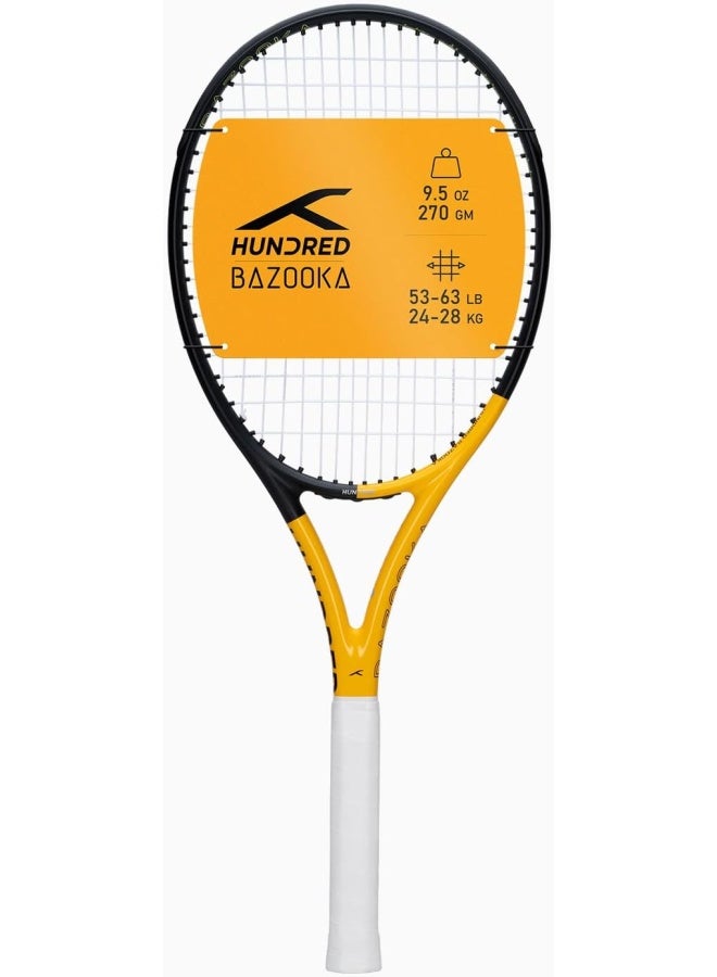 HUNDRED Bazooka Strung Tennis Racket With Full Cover | 1 Point Head Heavy | Grip Size 2 (4 1/4 Inches) | 270 Grams (Black/Yellow) - Image 1