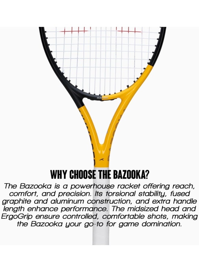 HUNDRED Bazooka Strung Tennis Racket With Full Cover | 1 Point Head Heavy | Grip Size 2 (4 1/4 Inches) | 270 Grams (Black/Yellow) - Image 5
