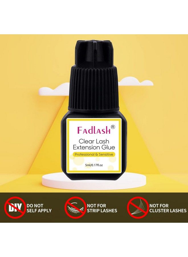 FADLASH لاصق رموش لتمديد الرموش 5 مل لاصق رموش شفاف 1 ثانية وقت التجفيف 8 أسابيع ثبات لاصق تمديد الرموش الشفاف قوي جدًا للاستخدام المهني فقط - Image 5