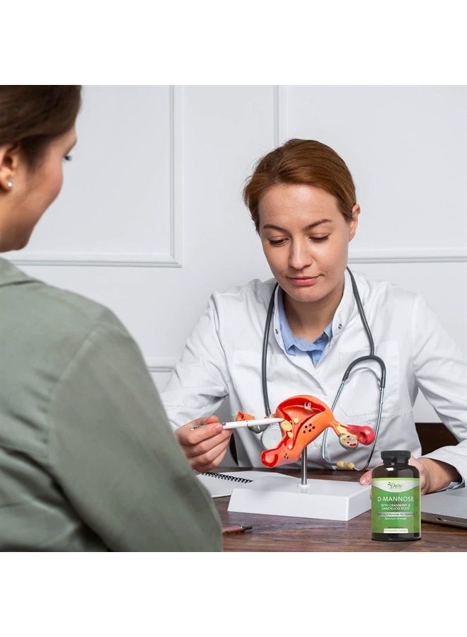 Pure By Nature كبسولات د-مانوز النباتية 600 ملغ مع مستخلص التوت البري والهندباء، دعم صحة المسالك البولية، طرد الشوائب، تطهير الجسم، 240 حبة - Image 5