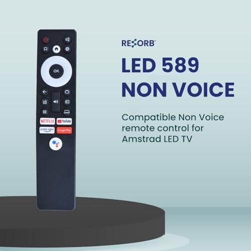 RESORB LED 589 Non Voice Remote Control Compatible for Amstrad Smart LCD/LED TV with Netflix YouTube primevideo Google Play Buttons (Match Your New to Previous One Before Purchase) - Image 2