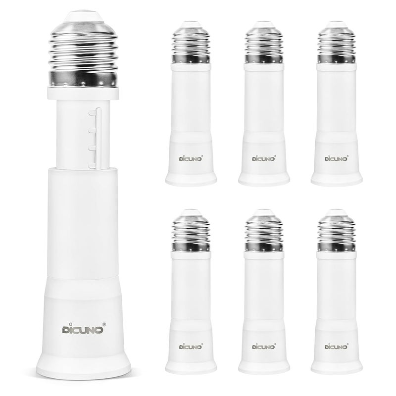 DiCUNO E26 3.15-4.13Inch/8-10.5CM Extension Flexible Socket Extender Adapter, E26 Edison Screw Converter, Light Socket Extender, Lamp Bulb Extension, 6-Pack - Image 1