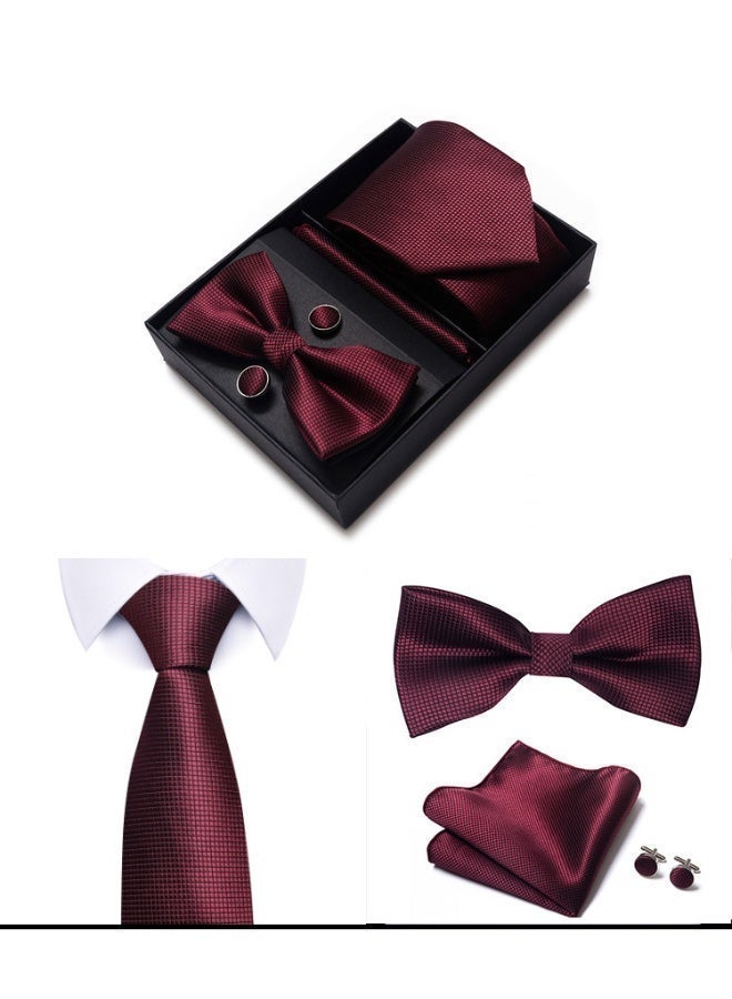 AuliceVerse Premium Gift Set for Men | High-Density Polyester Tie, Bow Tie, Pocket Square & Cufflinks – Wrinkle-Resistant & Stays Like New - Image 2