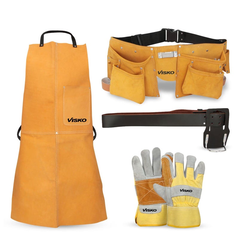 Visko Tools Visko VLB 024 Tool Kit With Carpenters Apron Tool Bag 10 Pockets Belt Welding Hand Gloves  - Image 1