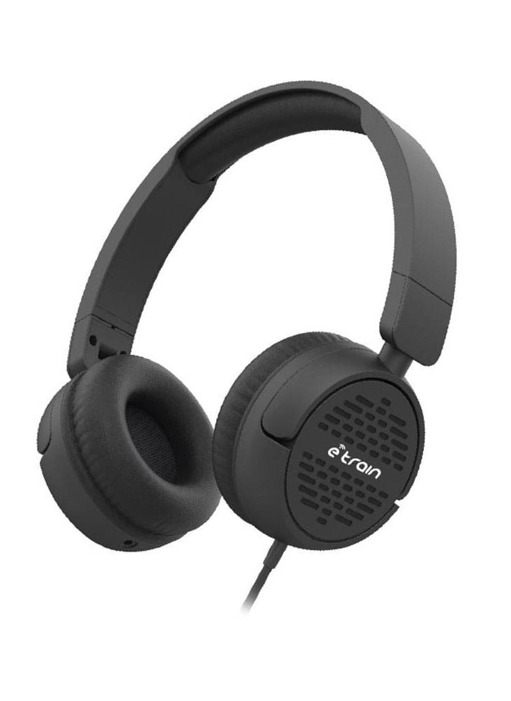 Etrain - Etrain (HP63B) Wired Stereo Foldable Headphone With MIC 1.5M - Black - Image 1