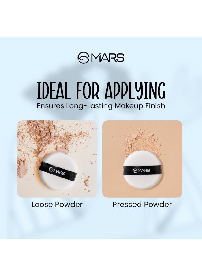 مارس اسفنجة بودرة مارس بفكت مع حزام | لتطبيق البودرة السائبة والمضغوطة | مزيج مكياج مثالي | سهلة التنظيف والاستخدام | لطيفة على البشرة (عبوة من قطعتين) - Image 3