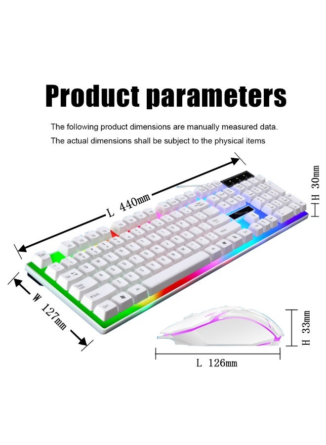 KUYING Wired usb illuminated gaming keyboard and mouse, computer mechanical feel backlit keyboard and mouse set, white - Image 2