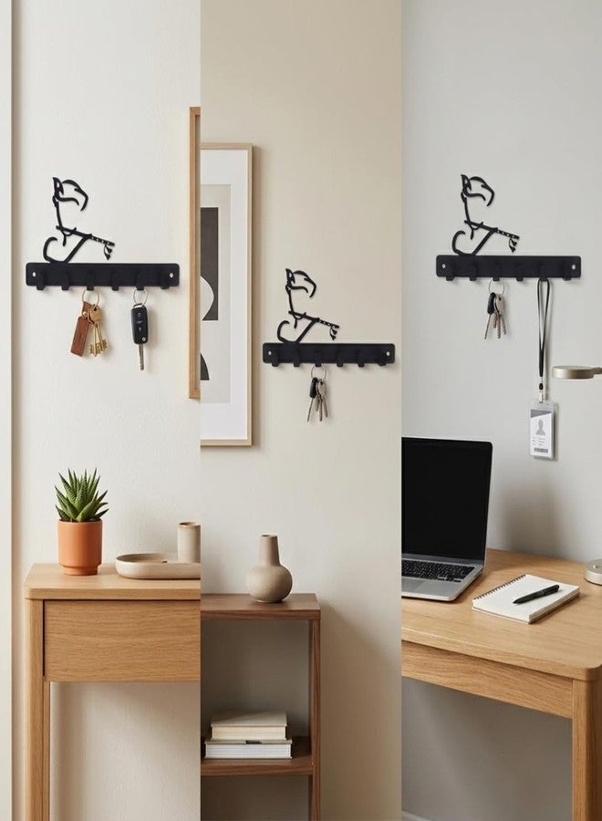 SHUCHI ESSENTIALS Key Holder for Home Decor Stylish | Krishna Flute Wall Mounted Metal Key Holder with 6 Hooks, Matte Black | Decorative Key Hanger for Wall, Entryway, Car Keys & Home Organization - Image 4