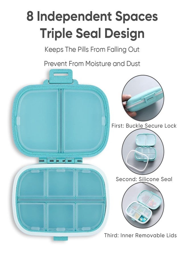 LOBE MIRACLE Pill Medicine Organizer Storage Box with 8 Compartments BPA free Wheat Straw Material, Ideal for Travel, Pocket, Purse, Daily Pill Case, Portable Medicine Vitamin Holder Container - 1 Pc - Image 3