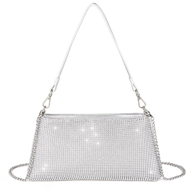 Crystal-Embellished PU Evening Bag - Image 1