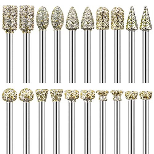 FOTYBEI Diamond Grinding Burr Drill Bit Set for Dremel Rotary Tool 20Pcs Diamond Burr Bits with 1/8 Inch Shank Rotary Tool Accessories for Stone Glass Ceramics Carving, Grinding, Polishing, Engraving - Image 1