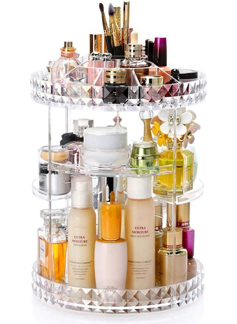 Makeup Organizer,360 Degree Rotating Adjustable Acrylic Cosmetic Storage Display Case with 6 Layers Large Capacity, Fits Creams, Makeup Brushes, Lipsticks and More, Clear Transparent - Image 1