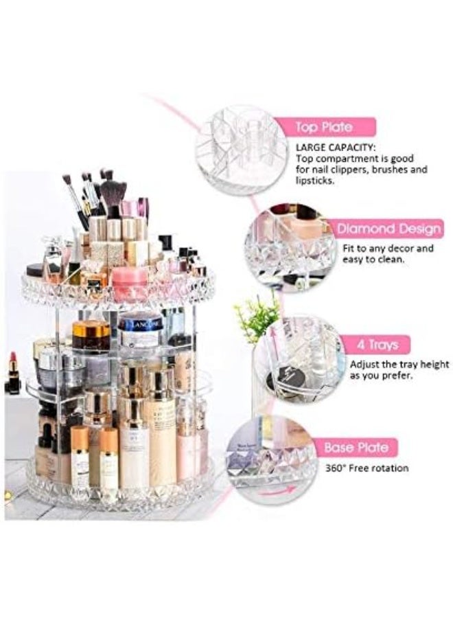 Makeup Organizer,360 Degree Rotating Adjustable Acrylic Cosmetic Storage Display Case with 6 Layers Large Capacity, Fits Creams, Makeup Brushes, Lipsticks and More, Clear Transparent - Image 3