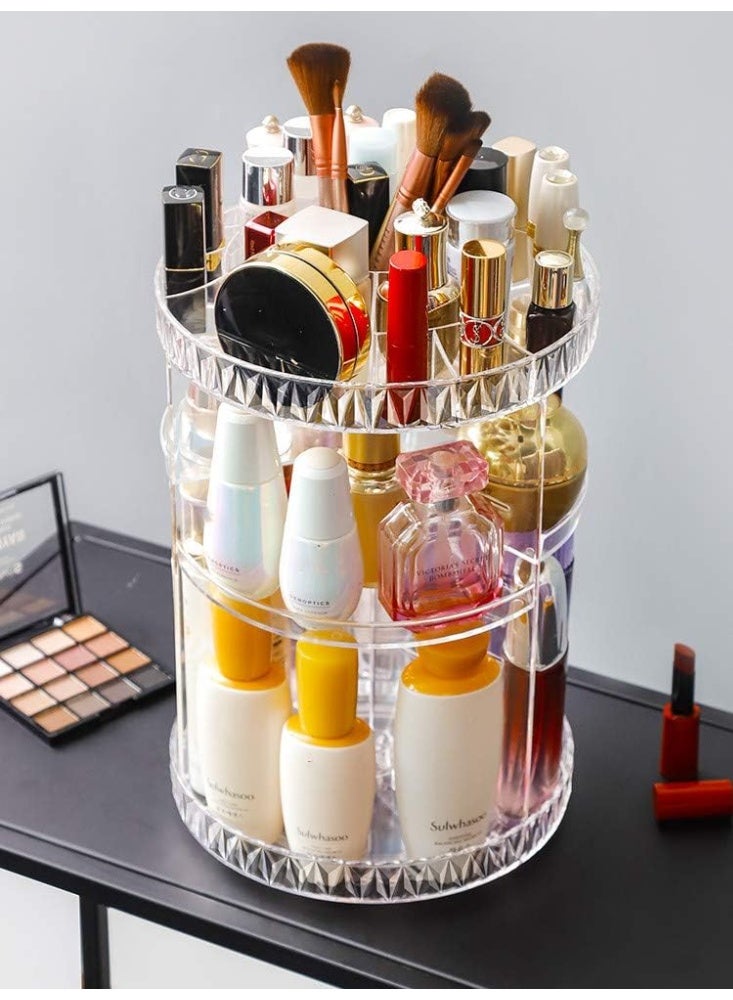 Makeup Organizer,360 Degree Rotating Adjustable Acrylic Cosmetic Storage Display Case with 6 Layers Large Capacity, Fits Creams, Makeup Brushes, Lipsticks and More, Clear Transparent - Image 2