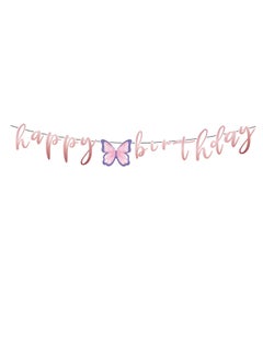 Party 45pcs Pink flowers, butterflies, girls, children's themed party supplies sets, tablecloths, balloons, cardboard, pull flags and other decorations  - Image 3