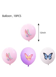 Party 45pcs Pink flowers, butterflies, girls, children's themed party supplies sets, tablecloths, balloons, cardboard, pull flags and other decorations  - Image 5