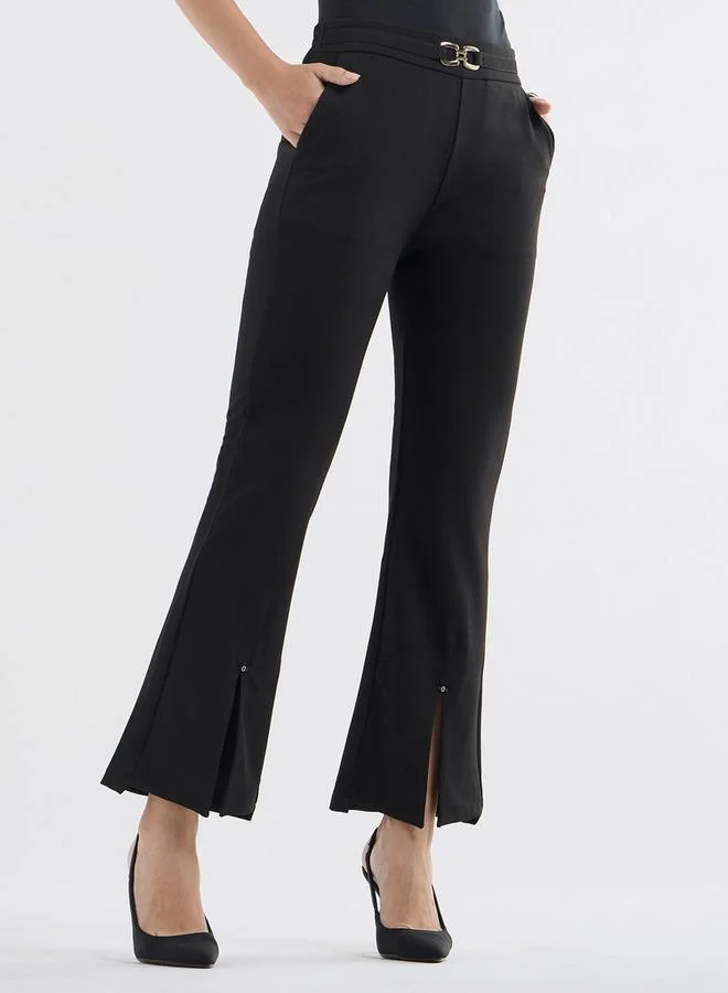 Splash FAV Solid Flared Pants with Flexi Waist and Slit Detail