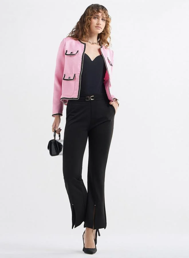 Splash FAV Solid Flared Pants with Flexi Waist and Slit Detail