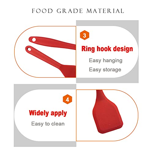 Bolonie 2 Pieces Mini Spatula Small Spatula Brownie Serving Set Flexible Nonstick Silicone Red Serve Slotted Spatula Turner for Cooking, Baking & Flipping Eggs - Image 5