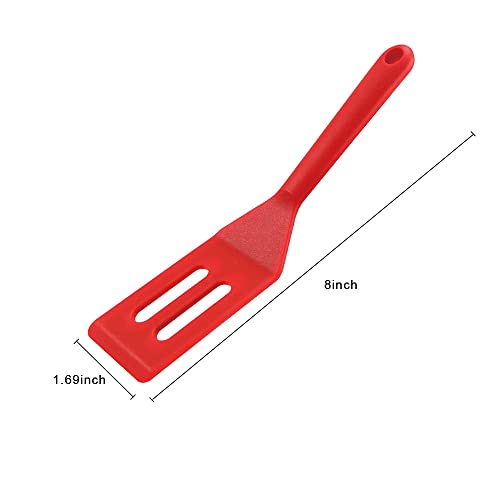 Bolonie 2 Pieces Mini Spatula Small Spatula Brownie Serving Set Flexible Nonstick Silicone Red Serve Slotted Spatula Turner for Cooking, Baking & Flipping Eggs - Image 3