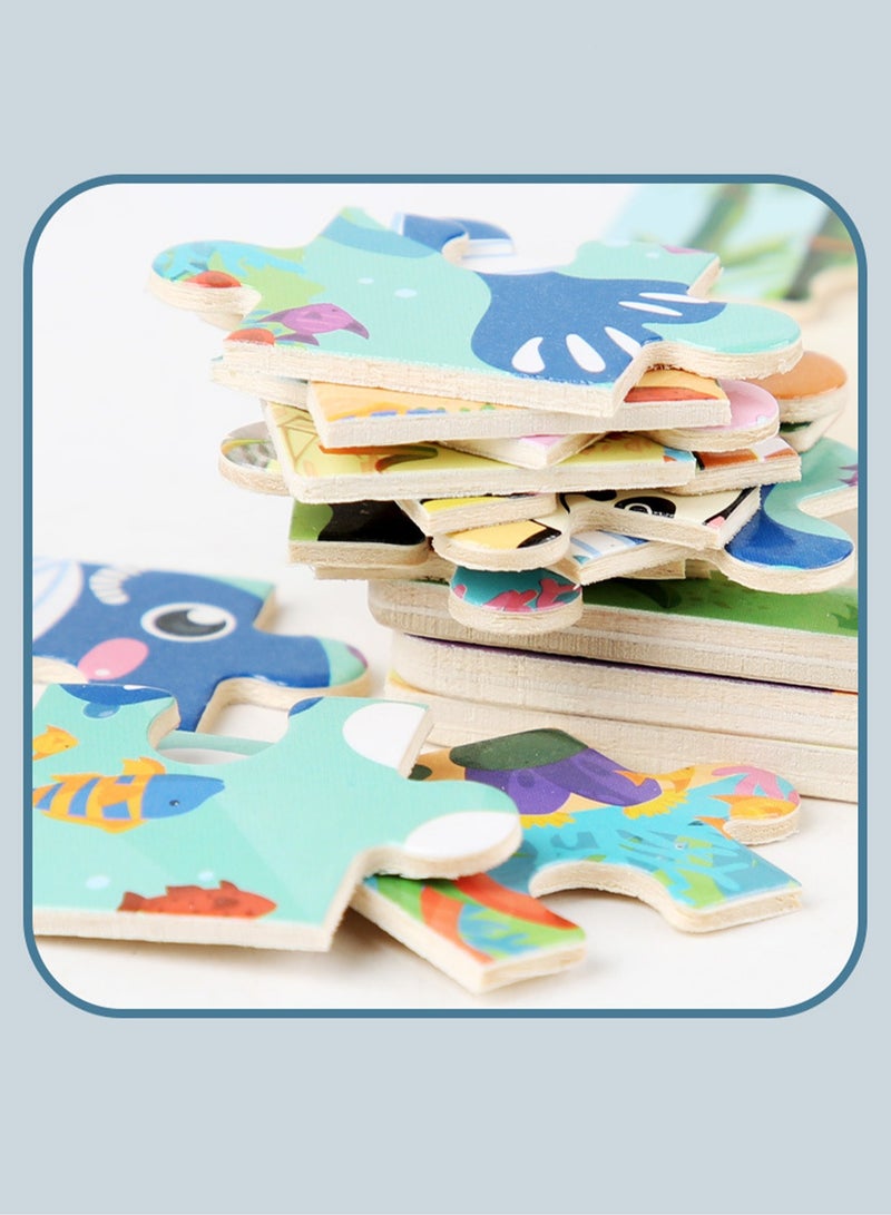 Children's Educational Wooden Cartoon Dairy Cow Jigsaw Puzzles Suitable Gift Bag Pack - Image 2