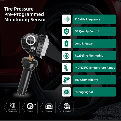 CDWTPS TPMS Sensor Ford,4-Pack 315MHZ Tire Pressure Monitor Sensors Fit for Ford F-150 Edge Ranger Flex Mustang Explorer Lincoln MKS MKX Replaces# F2GT1A180AB F2GT1A150AB F2GZ1A189A GL3T1A180GB - Image 3