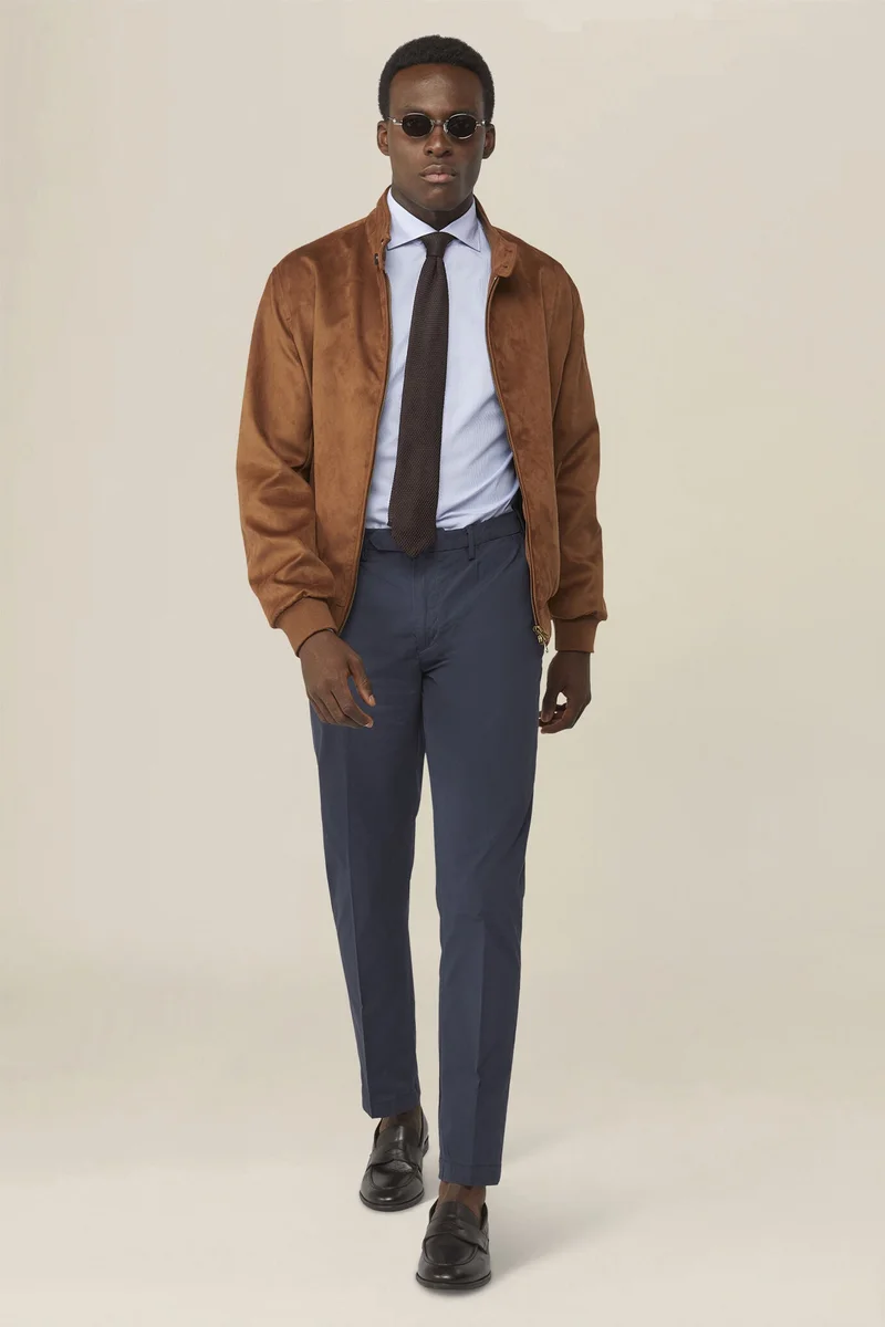 دوبل غانغر Men's unlined jacket with eco-suede fabric - Camel