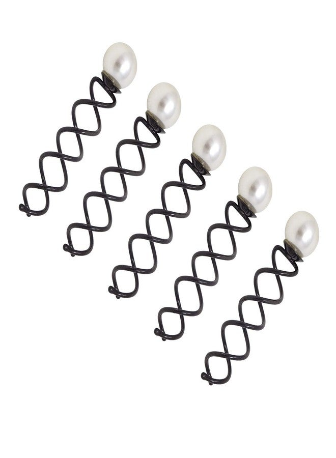 Honbay 10PCS Black Round Head Spiral Bobby Hair Pins Twist Screw Hair Pins Spin Pins Bun Stick Pick 14mm Dia Pearl - Image 1