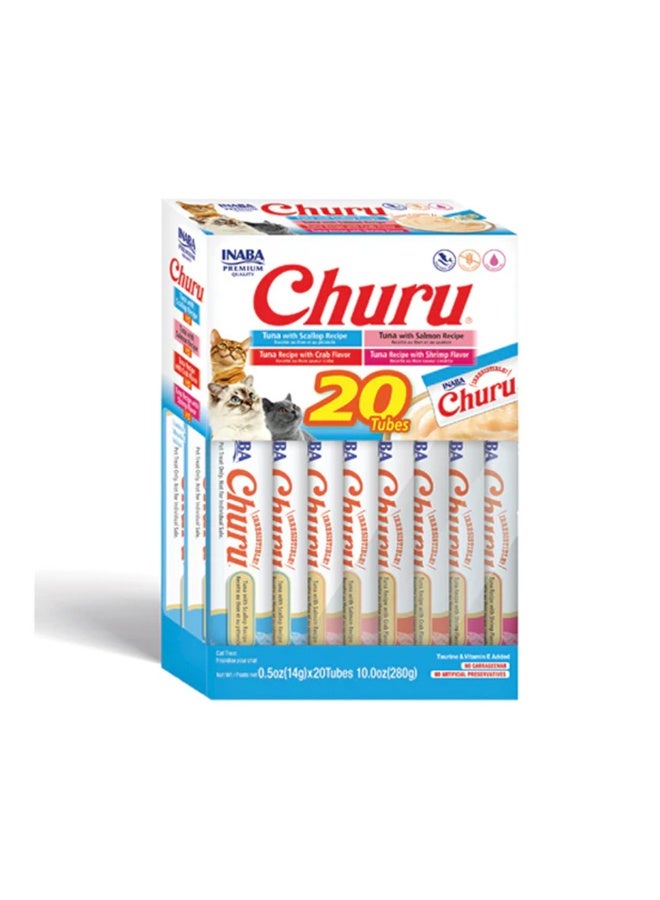 Inaba Churu Tuna Seafood Variety Lickable Cat Treats - 14g x 20 pcs