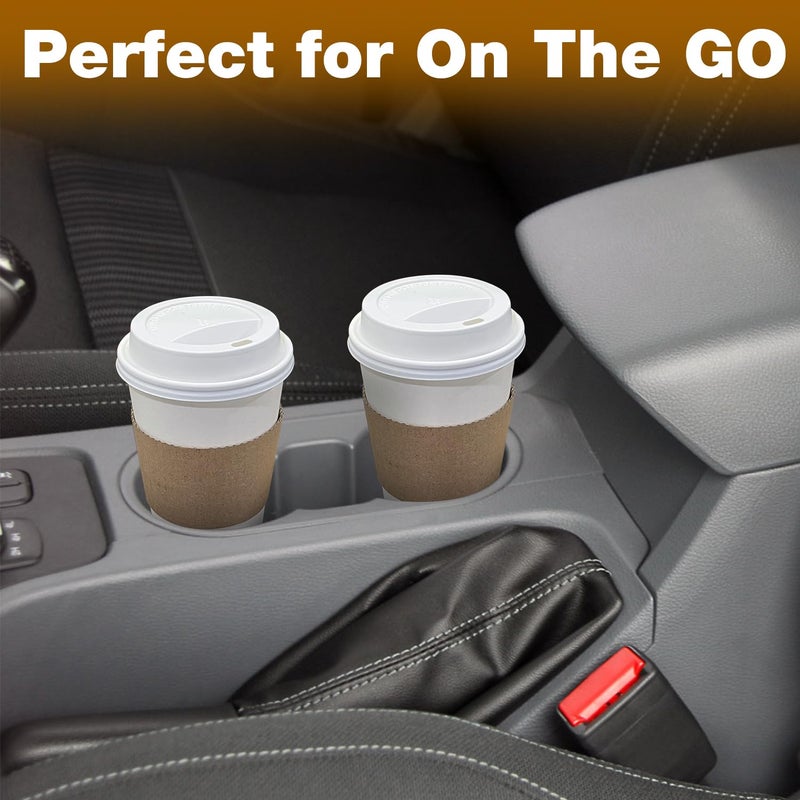 Ginkgo 100 Pack 16 oz Disposable Coffee Cups with Lids and Sleeves Leak-Proof White Paper Cups  Insulated To Go Hot Beverage Cups - Image 4