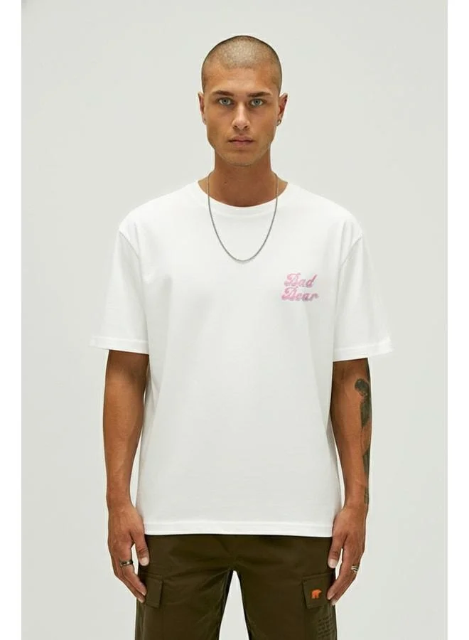 Bad Bear Bad Pink White Men's Printed T-Shirt.