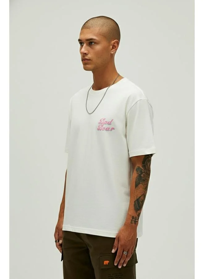 Bad Bear Bad Pink White Men's Printed T-Shirt.