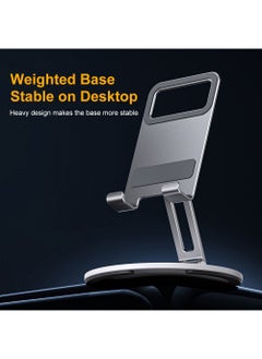 هوديوس حامل هاتف معدني حامل هاتف للمكتب ارتفاع قابل للتعديل حامل iPhone حامل iPhone قابل للطي لجميع هواتف iPhone 14/14 Plus / 14 Pro / 14 Pro Max / iPhone SE 3 / iPhone 13 Pro Max / 13mini رمادي  - Image 5