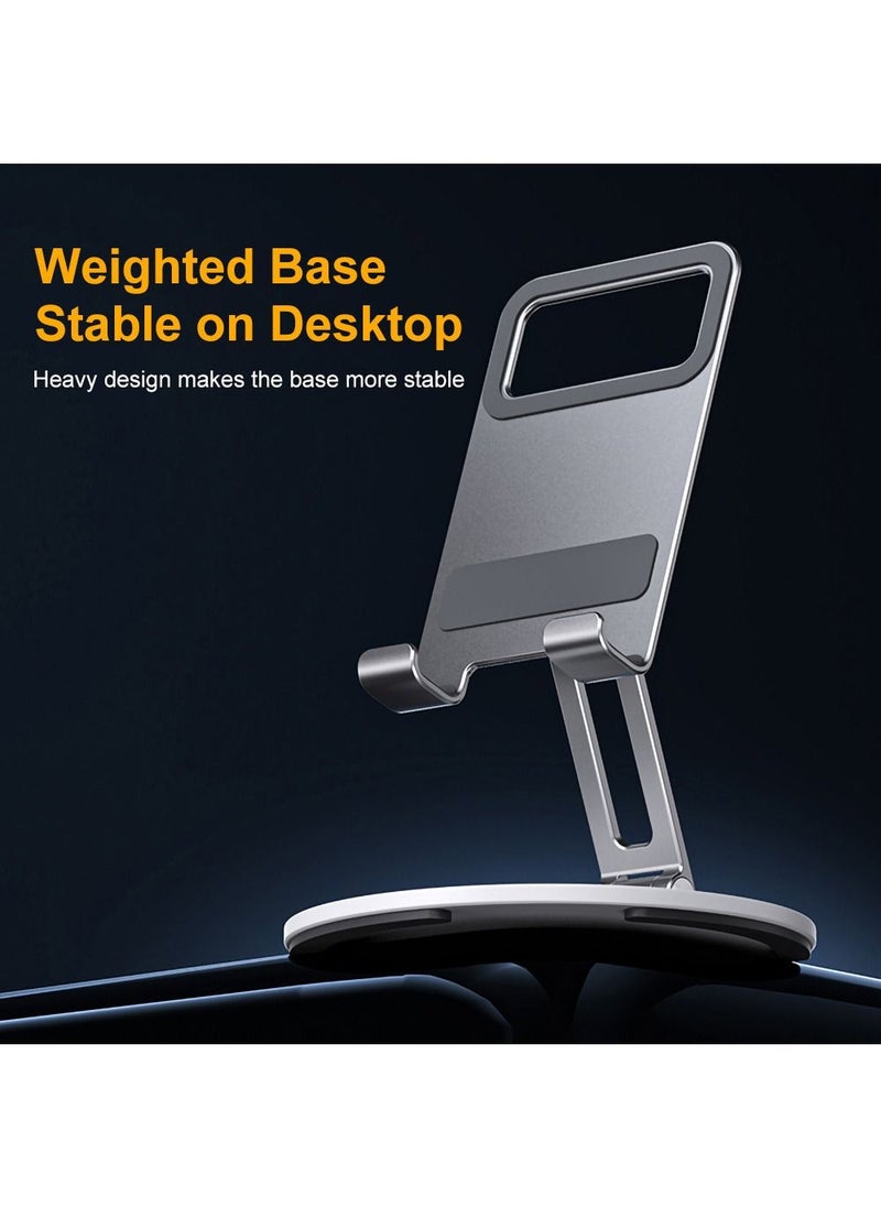 HouDeOS Phone Holder Metal Phone Stand for Desk Height Adjustable iPhone Stand Foldable iPhone holder for All 4-7.2'' Phones iPhone 14/14 Plus/14 Pro/14 Pro Max/iPhone SE 3/iPhone 13 Pro Max/13mini Grey  - Image 5