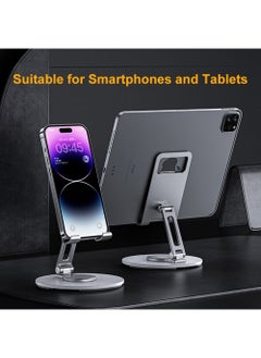 هوديوس حامل هاتف معدني حامل هاتف للمكتب ارتفاع قابل للتعديل حامل iPhone حامل iPhone قابل للطي لجميع هواتف iPhone 14/14 Plus / 14 Pro / 14 Pro Max / iPhone SE 3 / iPhone 13 Pro Max / 13mini رمادي  - Image 2