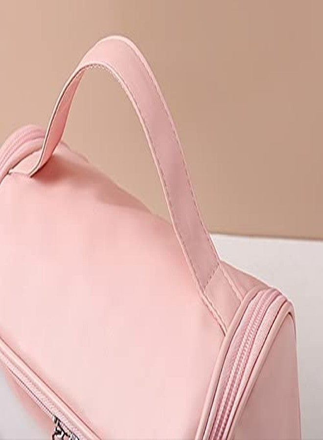 DR Mall Wash Bag Multi Functional Large Cosmetic Bag with Hook for Travel Makeup Organizer Pouch Household Grooming Kit Wash Bag for Toiletry Zipper Transparent Girl Brush Men and Women (Pink) - Image 5