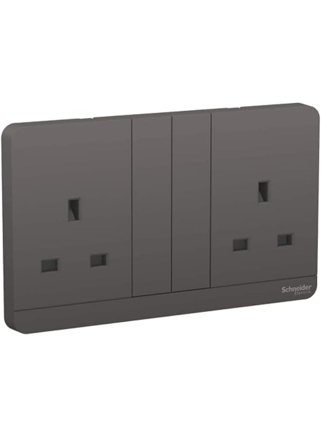 Schneider شنايدر إلكتريك أفاتارون، 2 مجموعة، مقبس، 13A 250V، رمادي داكن