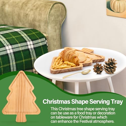 WILLKOMMEN Christmas Tree Shaped Wooden Serving Tray - 12" Charcuterie Board for Cheese, Snacks, Appetizers & Desserts - Holiday Platter with Handles, Christmas Decorative Tray (12 x 8.7 x 0.6 Inches) - Image 5