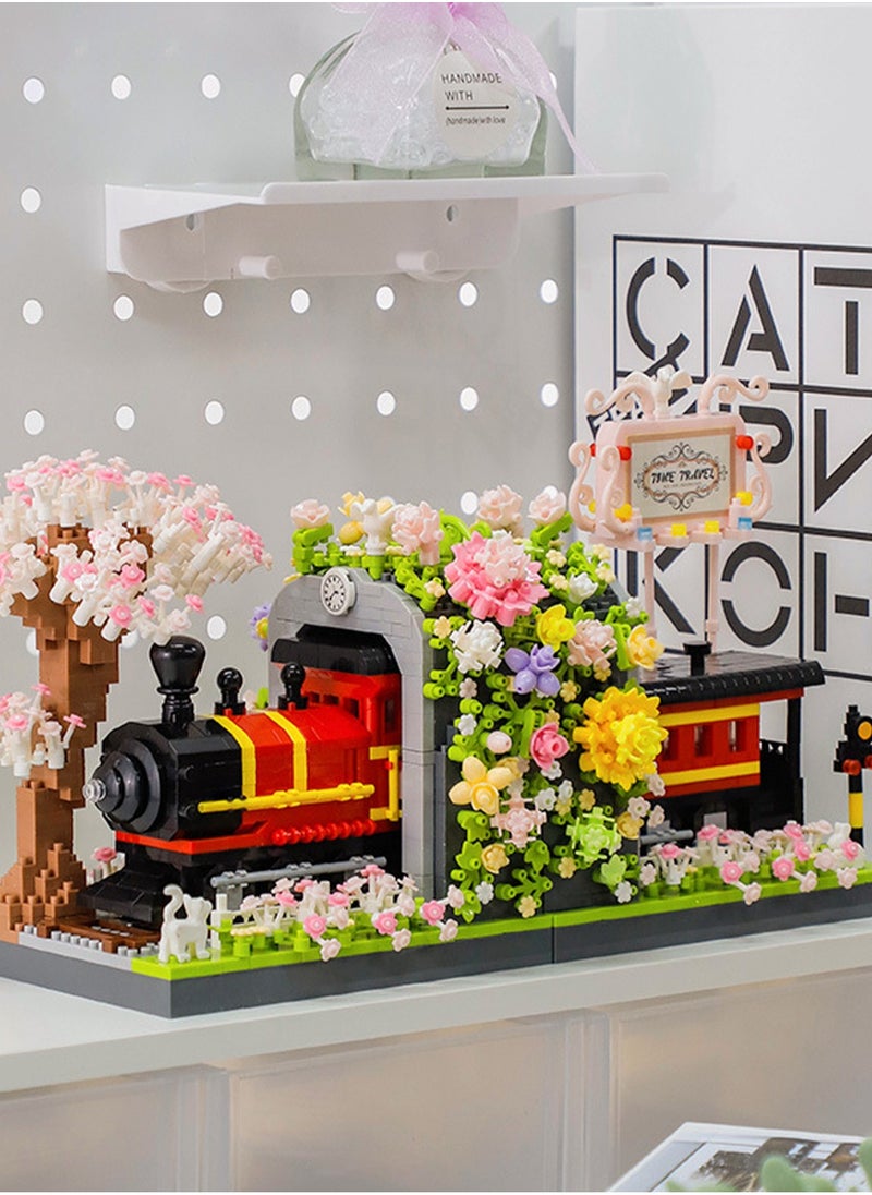LOOPITYS 2665PCS retro train cherry blossom forest building blocks puzzle children's toys holiday gifts home decoration accessories  - Image 1