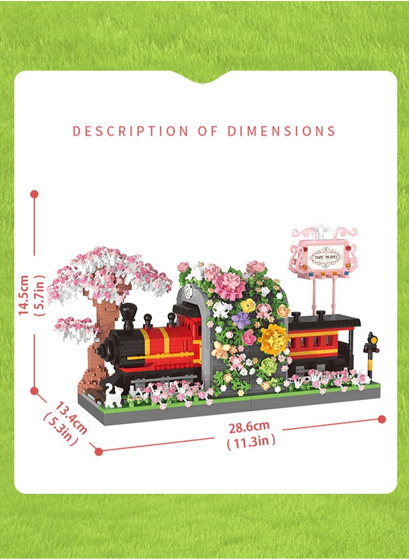 LOOPITYS 2665PCS retro train cherry blossom forest building blocks puzzle children's toys holiday gifts home decoration accessories  - Image 4