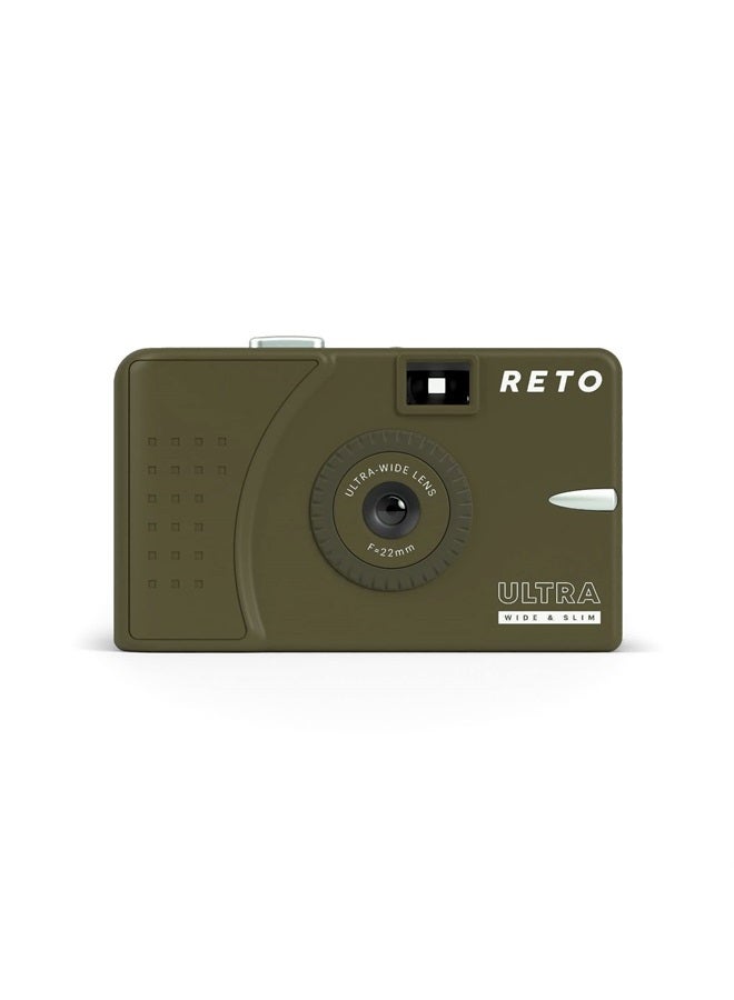RETO Ultra Wide and Slim 35mm Reusable Daylight Film Camera - 22mm Wide Lens, Focus Free, Light Weight, Easy to Use (Olive) - Image 1