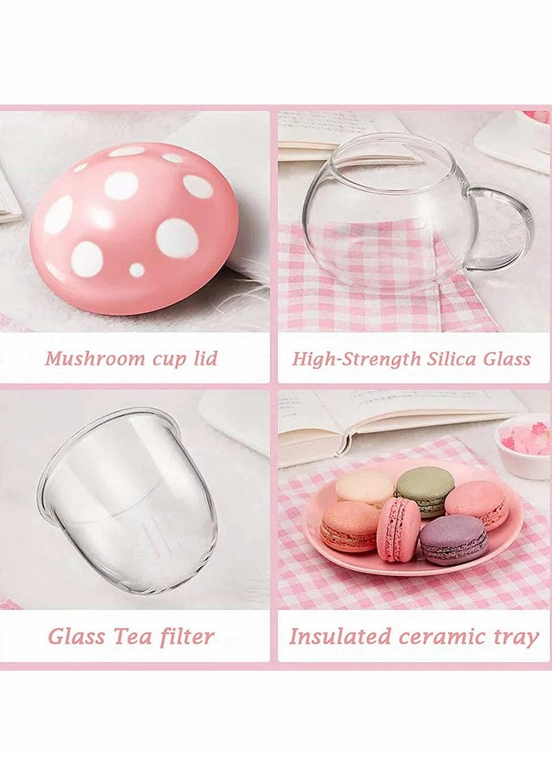 Generic - Tea Mug with Strainer Filter Infuser, Mushroom Design, Heat Resistant, Gifts for Women and Men (290ML 9.6oz, Pink) - Image 1