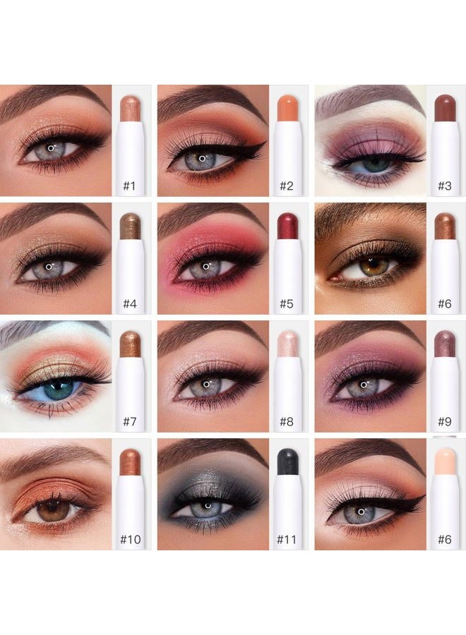 LOKFAR Cream Eye-Shadow Stick, Waterproof Cream Eyeshadow Pen Rotatable Creamy Eye Shadow Pencil Crayon, Matte and Shimmer Eyeshadow Makeup Stick with Sponge Smudger (08# Rose Gold Shimmer) - Image 3