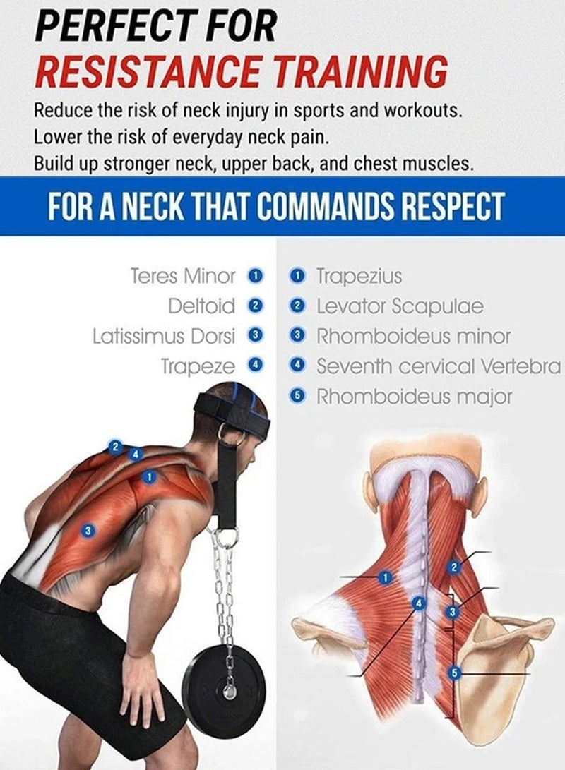 Generic Neck Exercise Support for Strength Training, Neck Workout and Weight Lifting, Head and Neck Exercise Equipment To Build Muscles, for Stronger Neck and Traps, Adjustable Neck Strap With Double D Rings - Image 2