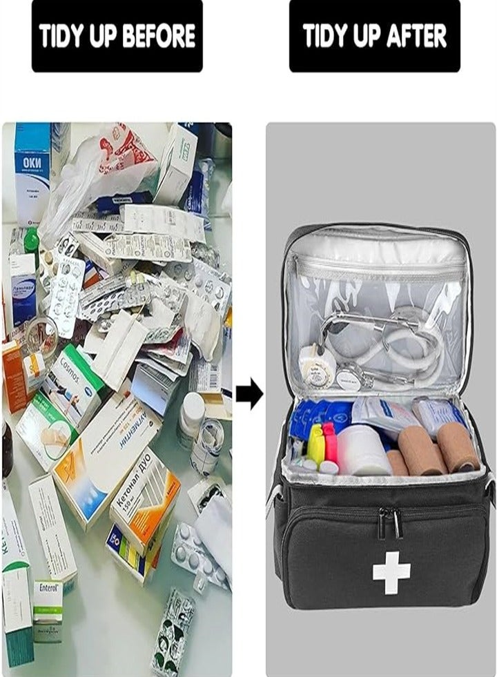 Generic Large capacity medicine box, layered home first aid kit, portable fabric storage bag, waterproof large size, home travel medicine bag - Image 4