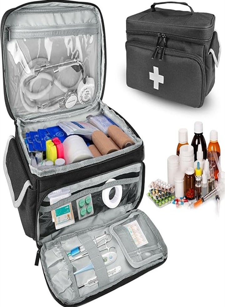 Generic Large capacity medicine box, layered home first aid kit, portable fabric storage bag, waterproof large size, home travel medicine bag - Image 1